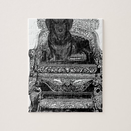 Dachshund op troon Crown Dog Legpuzzel (Verticaal)