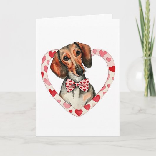 Dachshund Ouder Liefde Waterverf Gepersonaliseerd Feestdagen Kaart (Voorkant)