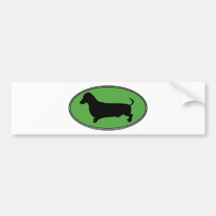 Dachshund Oval Green-Plain Bumpersticker