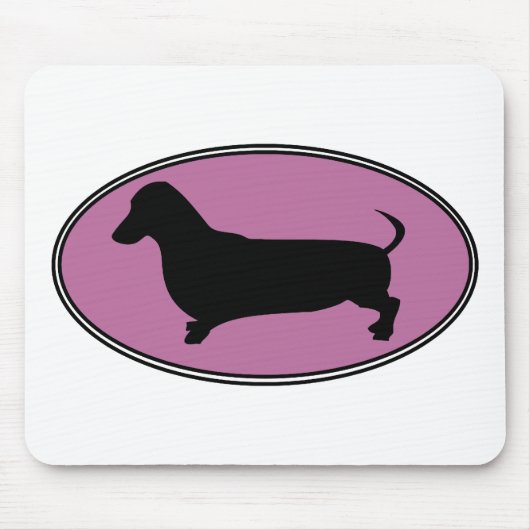 Dachshund Oval Roze Muismat (Voorkant)