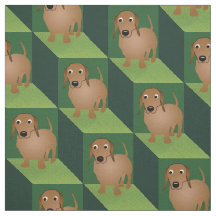 Dachshund over groene kubussen