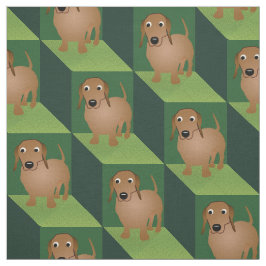 Dachshund over groene kubussen stof