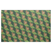 Dachshund over groene kubussen stof (Fat Quarter)
