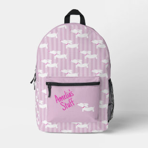 Dachshund Overnight Treat en benodigdheden Zak Bedrukte Rugzak