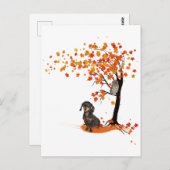 Dachshund Owl and Herfst Tree Dachshund Lover Autu Briefkaart (Voorkant / Achterkant)
