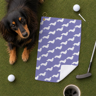 Dachshund Paarse Golf Handdoek Wiener Dog Golfer C