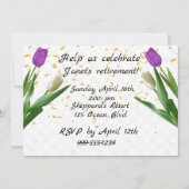 Dachshund Paarse Tulips Retirement Uitnodiging (Achterkant)