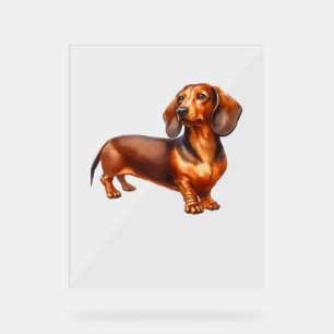 Dachshund Painting - Weiner Dog Waterverf Paintin Acryl Bord