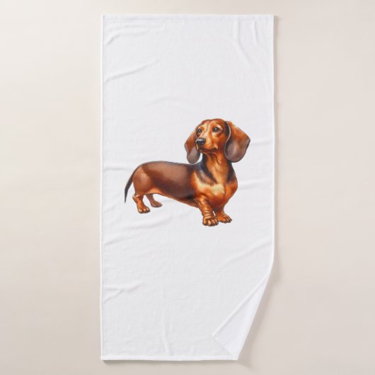 Dachshund Painting - Weiner Dog Waterverf Paintin Badhanddoek (Badhanddoek)