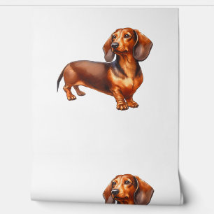 Dachshund Painting - Weiner Dog Waterverf Paintin Behang