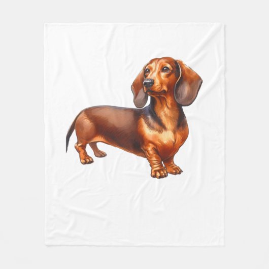 Dachshund Painting - Weiner Dog Waterverf Paintin Fleece Deken (Voorkant)