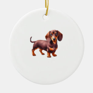 Dachshund Painting - Weiner Dog Waterverf Paintin Keramisch Ornament