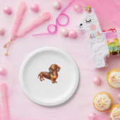 Dachshund Painting - Weiner Dog Waterverf Paintin Papieren Bordje (Feest)