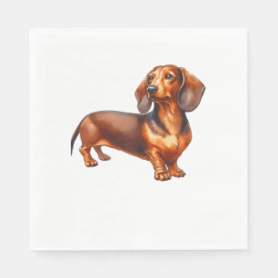 Dachshund Painting - Weiner Dog Waterverf Paintin Servet
