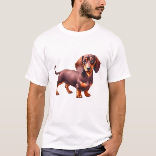 Dachshund Painting - Weiner Dog Waterverf Paintin T-shirt (Voorkant)