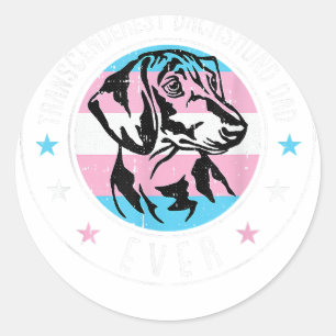 Dachshund Papa LGBT-Q Trans-gender Pride Doxie Hon Ronde Sticker