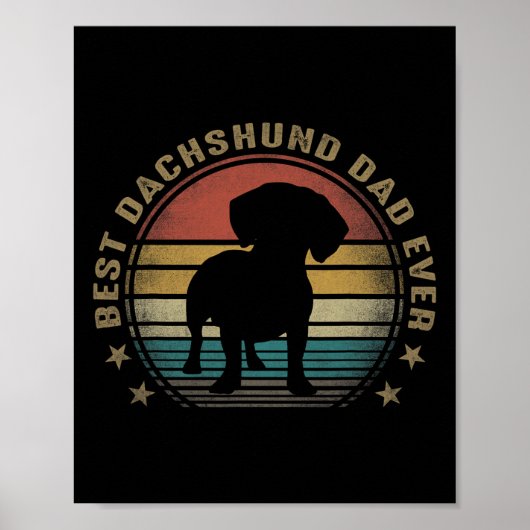 Dachshund papa ooit grappige vaders dag cadeaus vo poster (Voorkant)