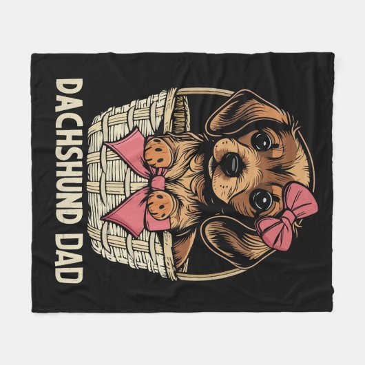 Dachshund Papa Schattige Dachshund Lover Mannen Wi Fleece Deken (Voorkant (Horizontaal))