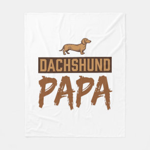 Dachshund Papa Vintage Gravure Hond Vader Design_1 Fleece Deken