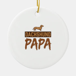 Dachshund Papa Vintage Gravure Hond Vader Design_1 Keramisch Ornament