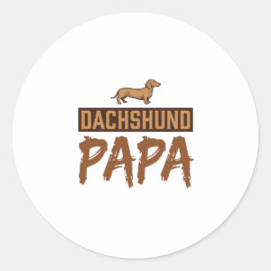 Dachshund Papa Vintage Gravure Hond Vader Design_1 Ronde Sticker