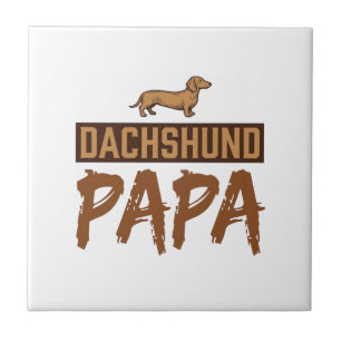 Dachshund Papa Vintage Gravure Hond Vader Design_1 Tegeltje