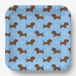 Dachshund Papieren Borden, Hond Verjaardagsfeestje Bordje