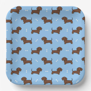 Dachshund Papieren Borden, Hond Verjaardagsfeestje Bordje