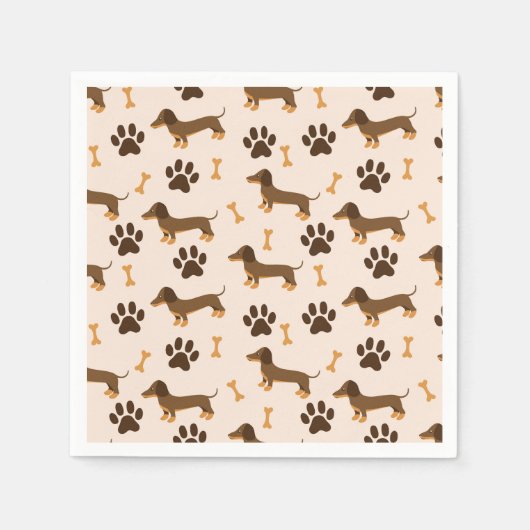 Dachshund Papieren Servetten, Wiener Dog Feest Art Servet (Voorkant)