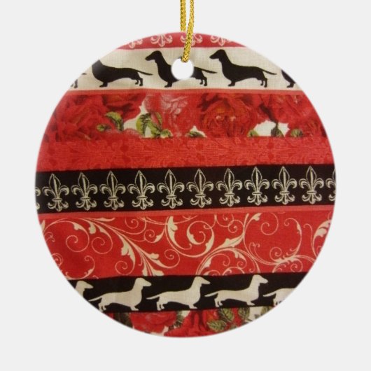 Dachshund Parade Keramisch Ornament (Voorkant)