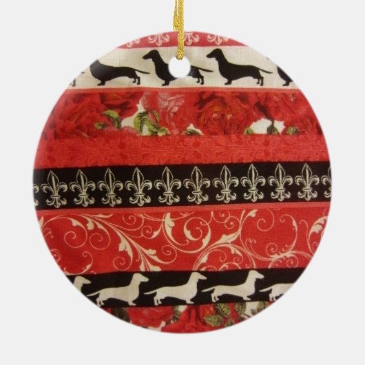 Dachshund Parade Keramisch Ornament (Achterkant)