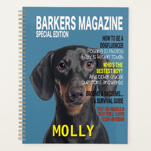 Dachshund Parody Magazine Hoesje Planner (Voorkant)