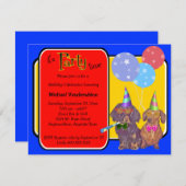 Dachshund Party Birthday Barker Kaart (Voorkant / Achterkant)