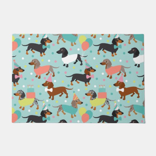 Dachshund Party Deurmat (Voorkant)