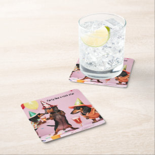 Dachshund Party Drink Coasters Kartonnen Onderzetters