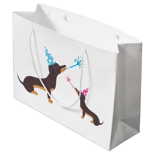 Dachshund Party Groot Cadeauzakje (Achterkant Gekanteld)