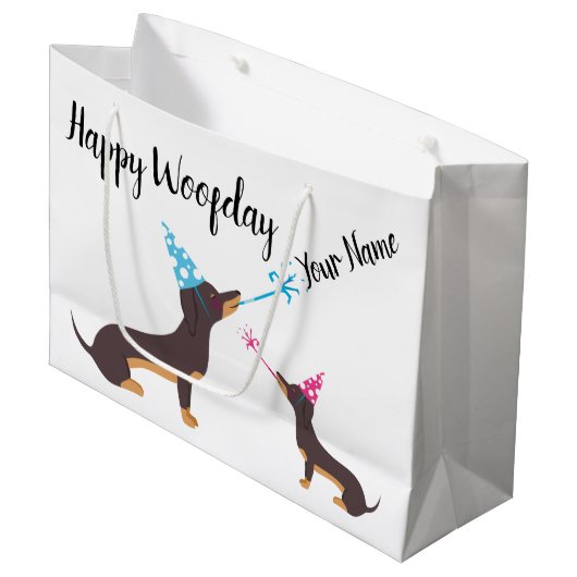 Dachshund Party Groot Cadeauzakje (Voorkant Gekanteld)