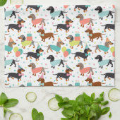 Dachshund Party Kitchen Towel Theedoek (Gevouwen)