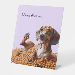 Dachshund Party Reclamebord Met Voetstuk