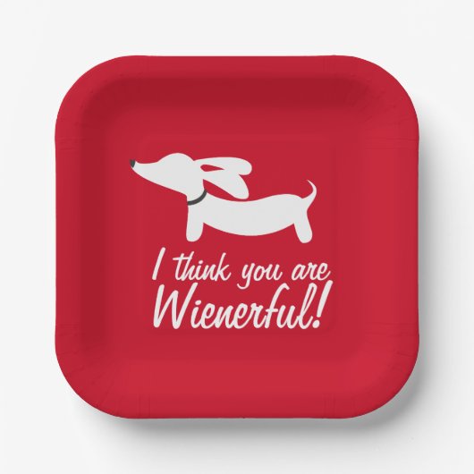 Dachshund Party Rood "Ik vind je geweldig" Papieren Bordje (Voorkant)