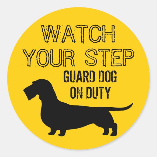 Dachshund Pas Op (Draadharige Doxie) Ronde Sticker (Voorkant)