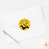 Dachshund Pas Op (Draadharige Doxie) Ronde Sticker (Envelop)