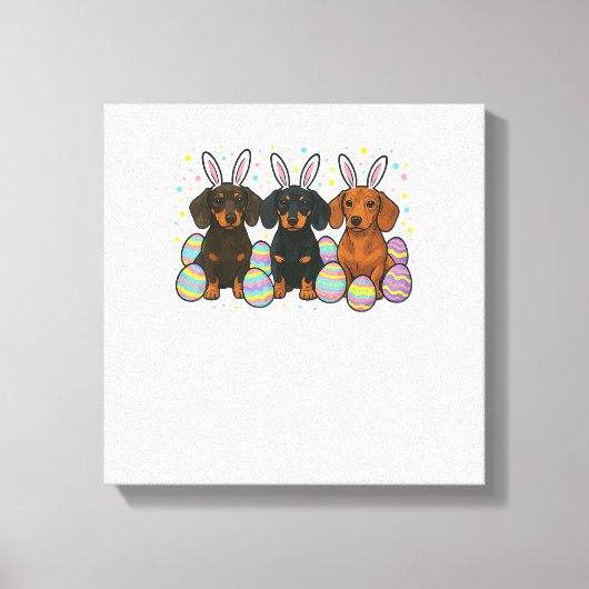 Dachshund Pasen T-Shirt Canvas Afdruk (Voorkant)