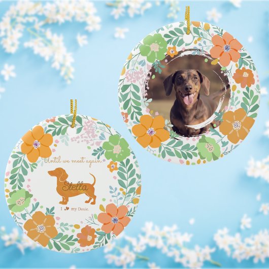 Dachshund Pastel Orange Custom Photo Memorial Keramisch Ornament