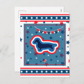 Dachshund Patriotic Red White en Blue 4 juli Feestdagenkaart (Voorkant / Achterkant)