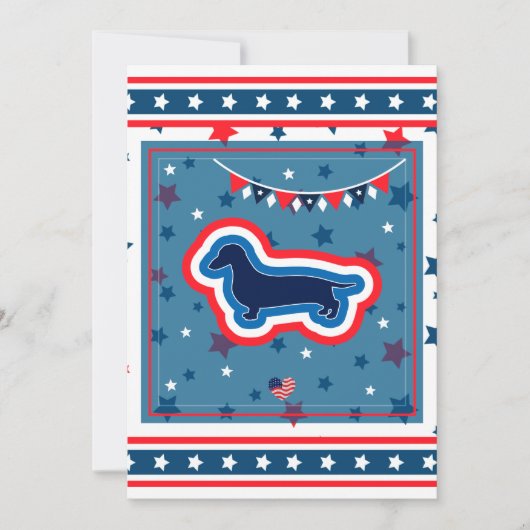 Dachshund Patriotic Red White en Blue 4 juli Feestdagenkaart (Voorkant)