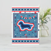 Dachshund Patriotic Red White en Blue 4 juli Feestdagenkaart (Staand voorkant)