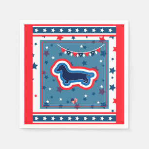 Dachshund Patriottisch Rood Wit Blauw 4 Juli Servet
