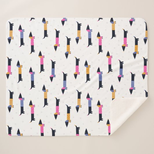 Dachshund Patroon Hondenliefhebber Custom   Sherpa Deken (Voorkant (horizontaal))