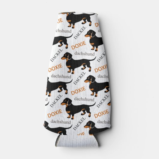 Dachshund Pattern Bottle Cooler (Voorkant)
